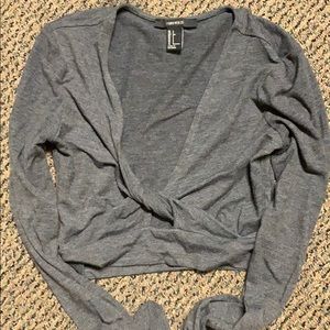 Faux wrap long sleeve crop top F21, Small